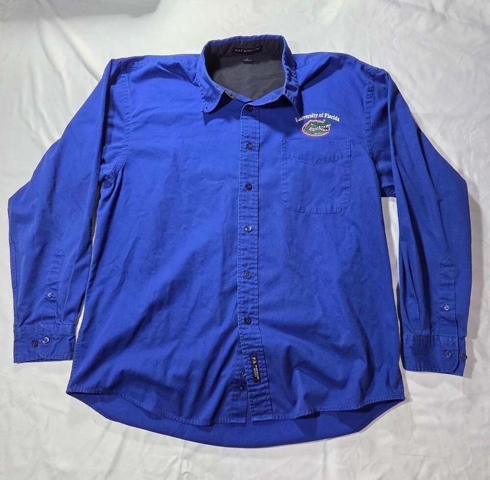 Port Authority University of Florida Gators Shirt Size L Blue Long Sleeve